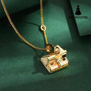 Enamel glazed three-dimensional Polaroid movable camera pendant high-end necklace