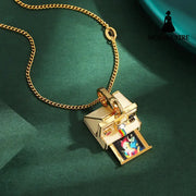 Enamel glazed three-dimensional Polaroid movable camera pendant high-end necklace