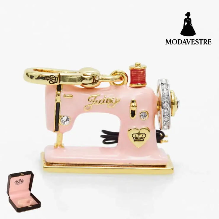 Enamel Three Dimensional Butterfly Knot Pink Sewing Machine Pendant Necklace Pendant [box packaging]