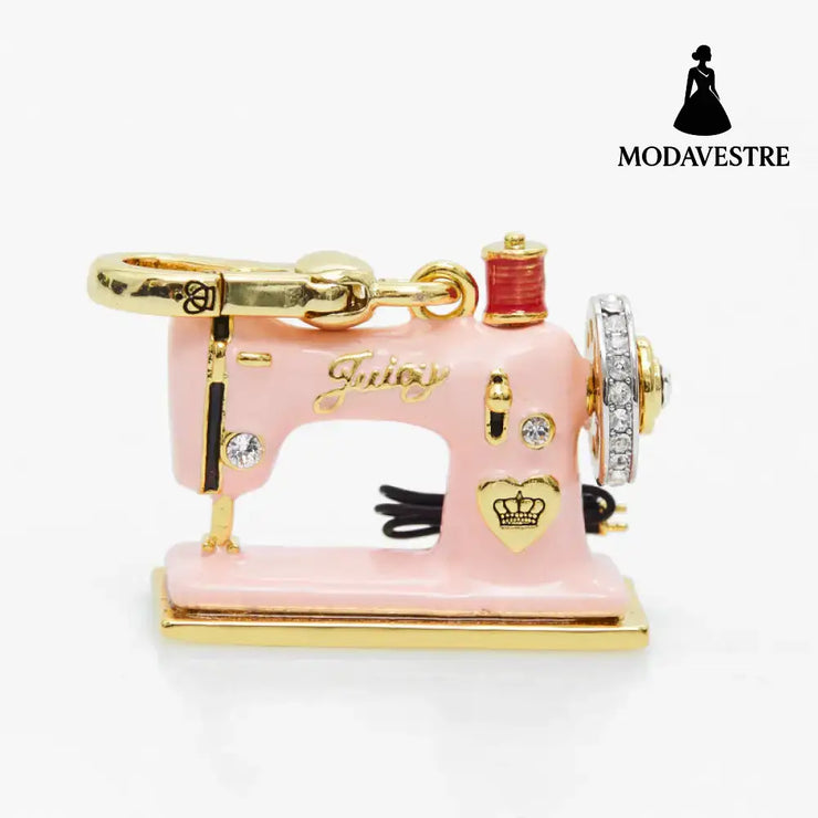 Enamel Three Dimensional Butterfly Knot Pink Sewing Machine Pendant Necklace Pendant [no packaging]