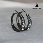 European And American Air Drill Mosaic Women’s Earrings Black