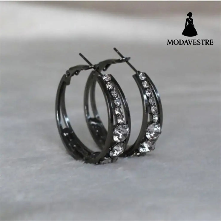 European And American Air Drill Mosaic Women’s Earrings Black