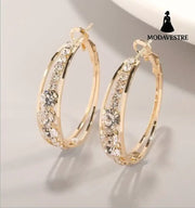 European And American Air Drill Mosaic Women’s Earrings Gold