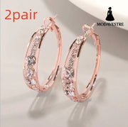 European And American Air Drill Mosaic Women’s Earrings Rose Gold 2pair