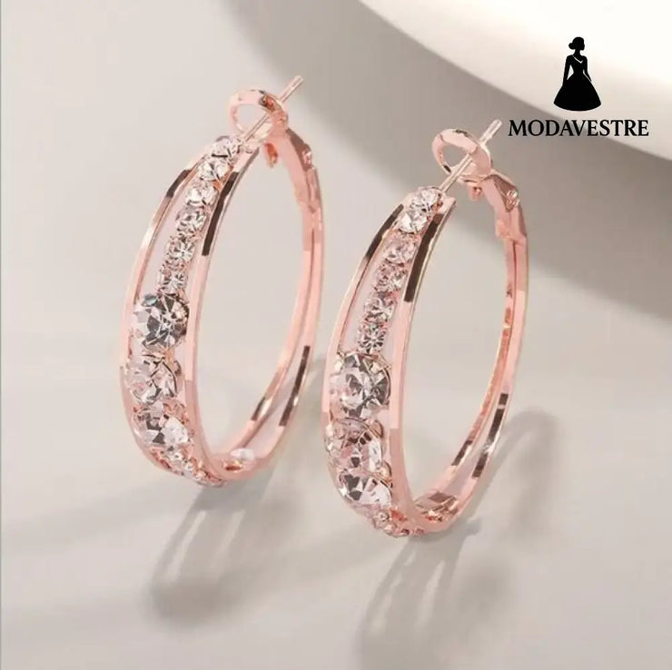 European And American Air Drill Mosaic Women’s Earrings Rose Gold