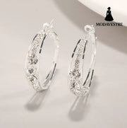 European And American Air Drill Mosaic Women’s Earrings Silver