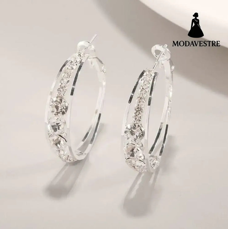 European And American Air Drill Mosaic Women’s Earrings Silver