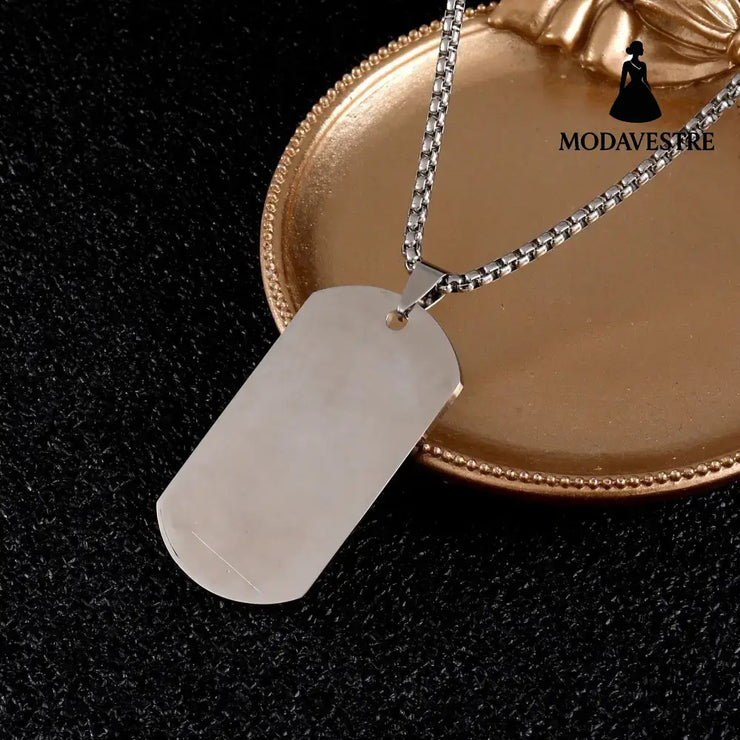 European and American high-end stainless steel military brand necklace engraved pendant jewelry