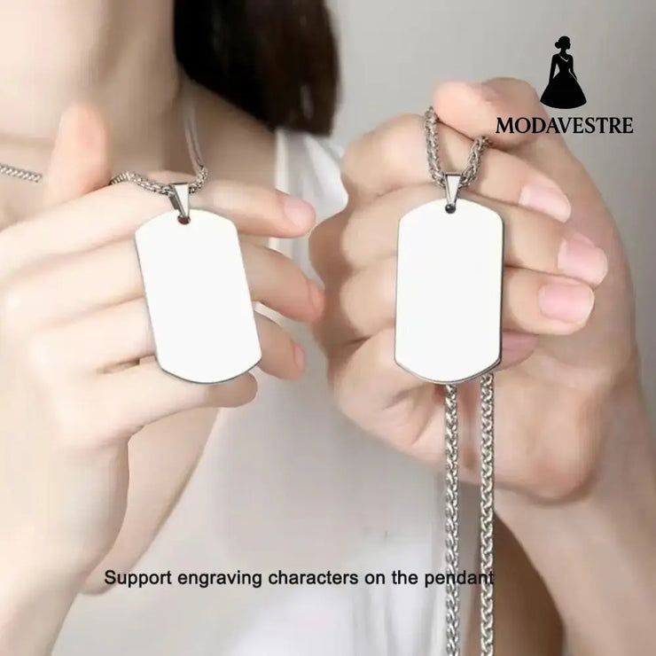 European and American high-end stainless steel military brand necklace engraved pendant jewelry