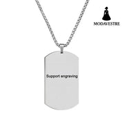 European and American high-end stainless steel military brand necklace engraved pendant jewelry Smooth pendant