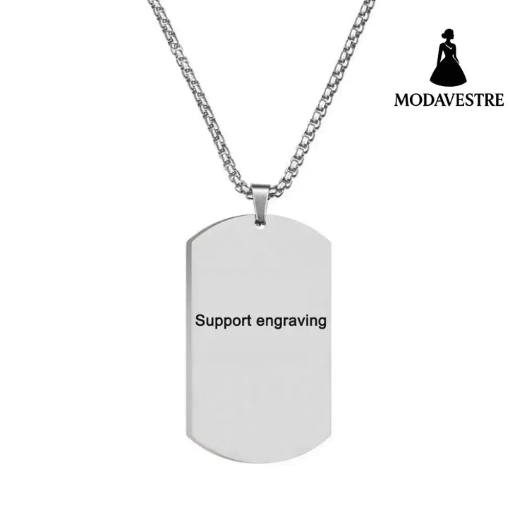European and American high-end stainless steel military brand necklace engraved pendant jewelry Smooth pendant