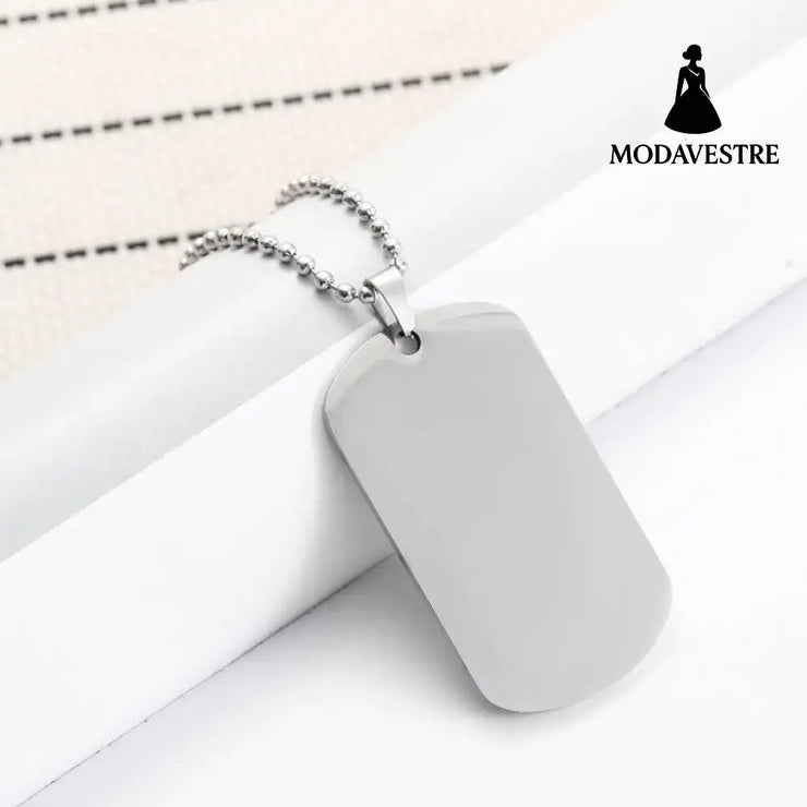 European and American high-end stainless steel military brand necklace engraved pendant jewelry Smooth pendant
