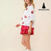 European And American Round Neck Sequins Shirt Christmas Heavy Industry Sequin Half Sleeve T-shirt