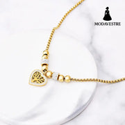 European and American Style Titanium Steel Heart Tree of Life Rhinestone Necklace for Women Simple Love Charm Jewelry