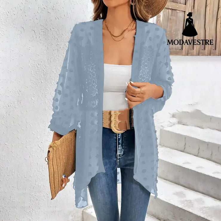 European And American Vacation Sun Protection Clothing Women Light blue / L