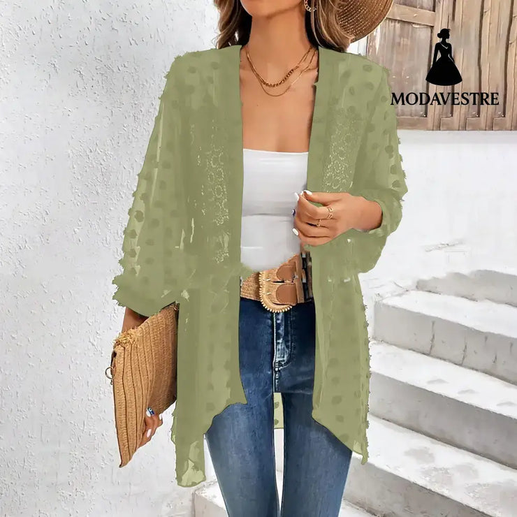 European And American Vacation Sun Protection Clothing Women Light green / L