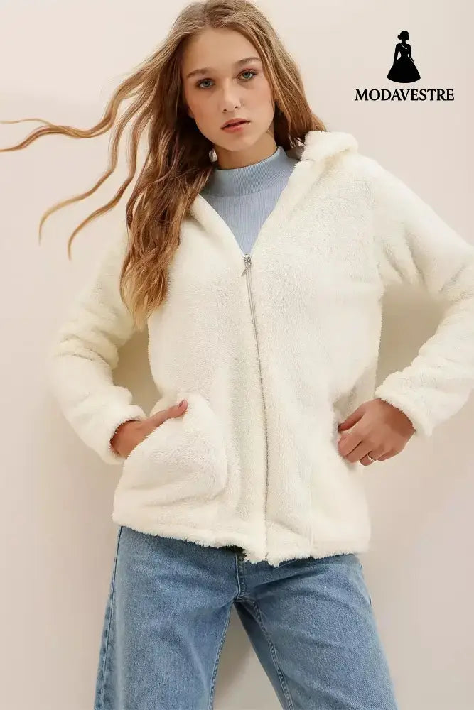 European And American Women’s Clothing Plush Coat Beige / 2XL Coat