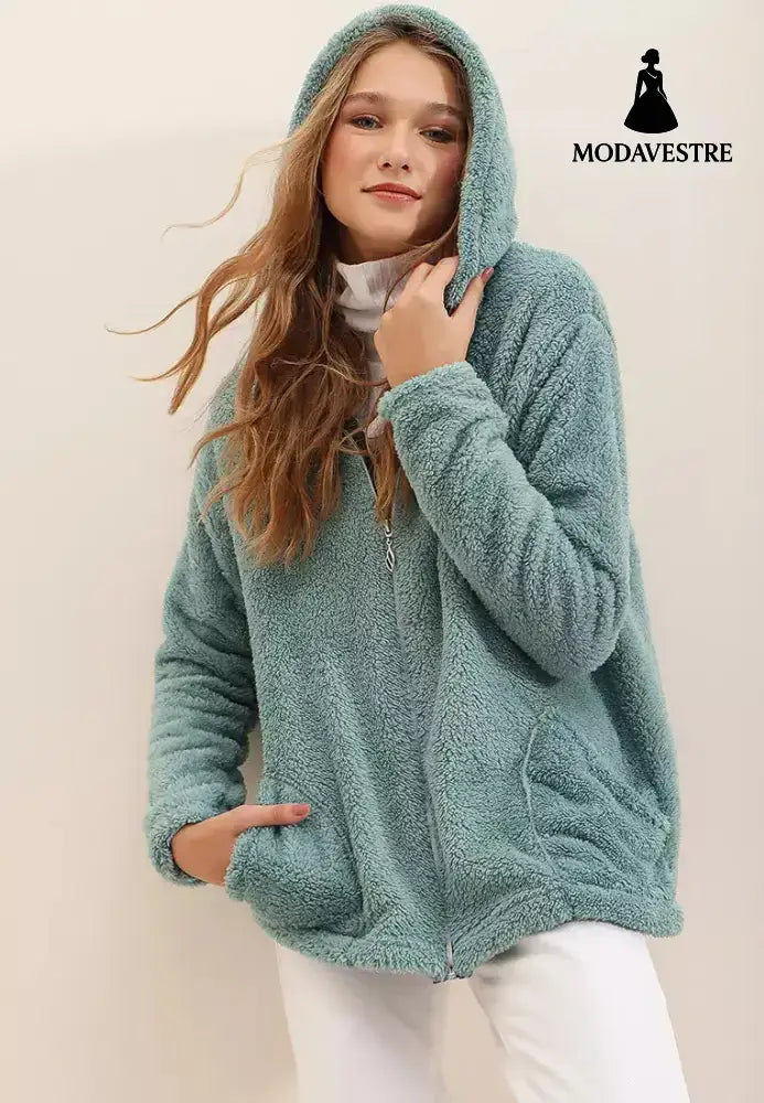 European And American Women’s Clothing Plush Coat Green / 2XL Coat