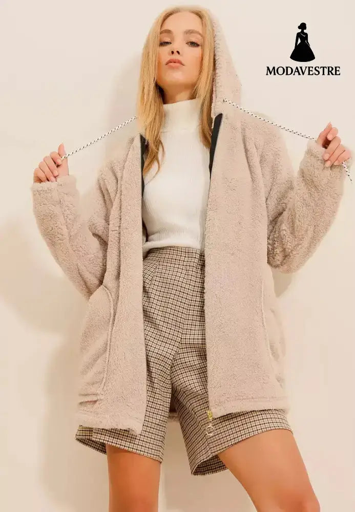 European And American Women’s Clothing Plush Coat Khaki / 2XL Coat