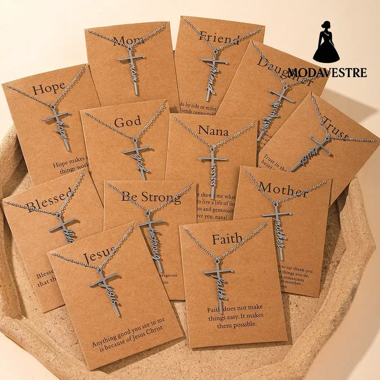 Faith Religious Gift Stainless Steel Cross Collarbone Chain Sweater Chain