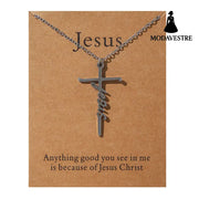 Faith Religious Gift Stainless Steel Cross Collarbone Chain Sweater Chain D0587-1