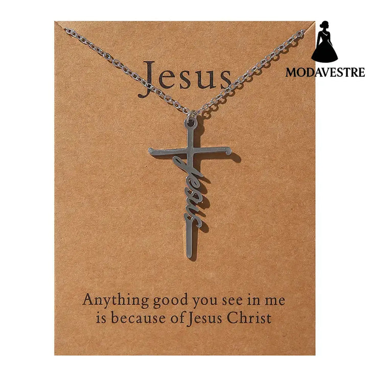 Faith Religious Gift Stainless Steel Cross Collarbone Chain Sweater Chain D0587-1
