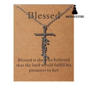 Faith Religious Gift Stainless Steel Cross Collarbone Chain Sweater Chain D0588-1