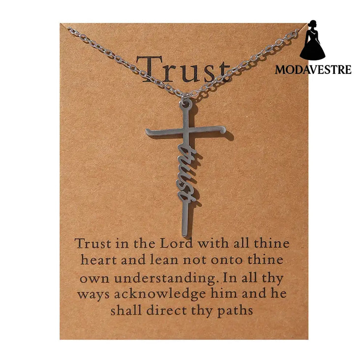 Faith Religious Gift Stainless Steel Cross Collarbone Chain Sweater Chain D0590-1