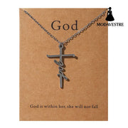 Faith Religious Gift Stainless Steel Cross Collarbone Chain Sweater Chain D0591-1