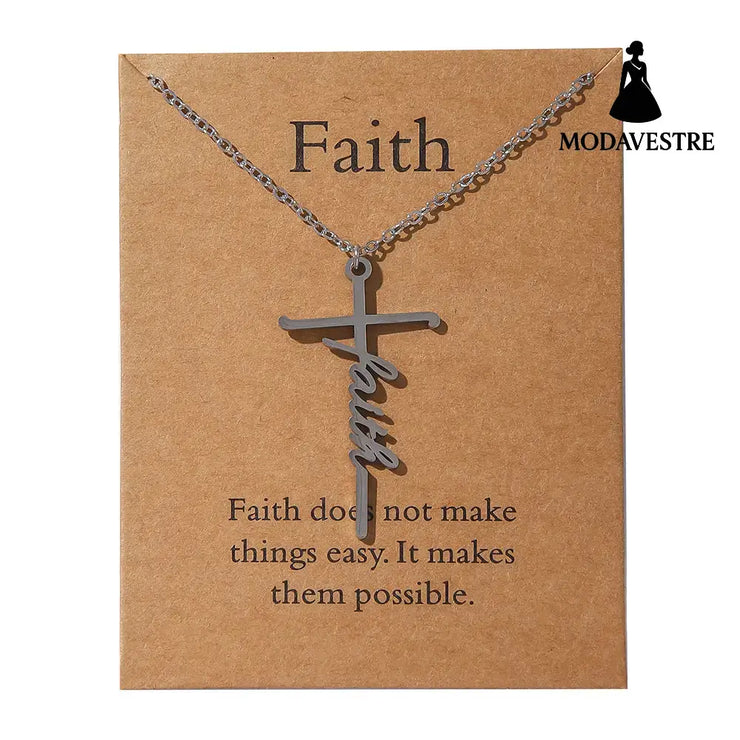 Faith Religious Gift Stainless Steel Cross Collarbone Chain Sweater Chain D0593-1