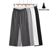 Fake two lace waist spliced straight leg sweatpants for women