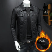 Fall Winter Men Quilted Casual Leather Clothing Fleece Lined / L Jacket