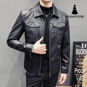 Fall Winter Men Quilted Casual Leather Clothing Jacket