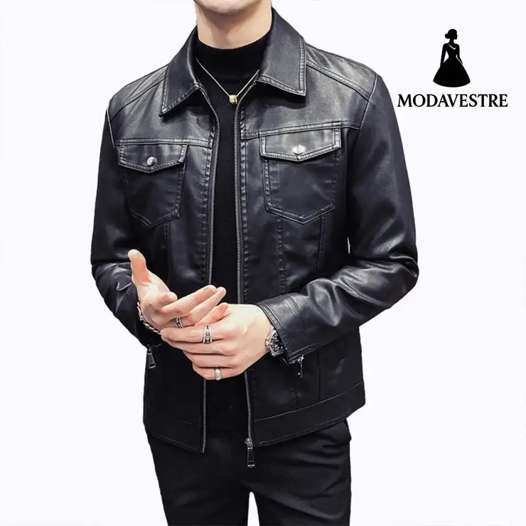 Fall Winter Men Quilted Casual Leather Clothing Jacket
