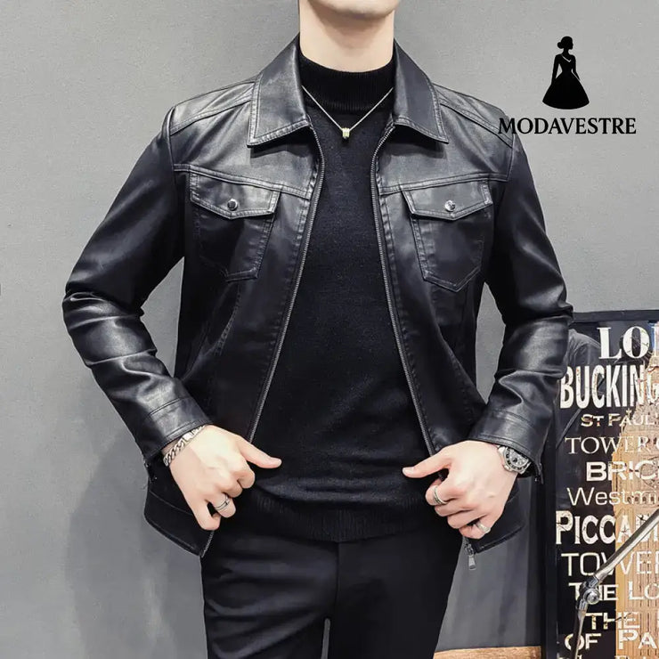 Fall Winter Men Quilted Casual Leather Clothing Spring And Autumn / L Jacket