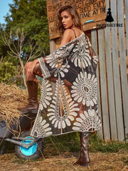 Fashion Bikini Sun Protection Clothing For Women Black Net White Line / Free Size