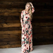 Fashion Dresses Women Printed Party Gown Ladies Pink / 2XL