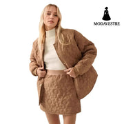 Fashion Flower Silk Line Cotton Jacket Temperament Wild Coat Coat