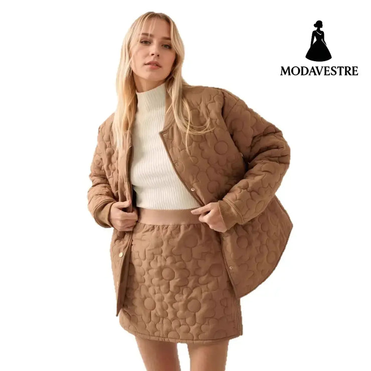 Fashion Flower Silk Line Cotton Jacket Temperament Wild Coat Coat