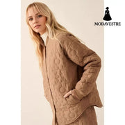 Fashion Flower Silk Line Cotton Jacket Temperament Wild Coat Coat