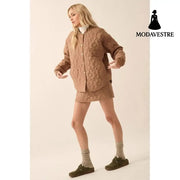 Fashion Flower Silk Line Cotton Jacket Temperament Wild Coat Coat