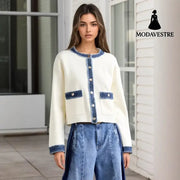 Fashion Fur Denim Color Contrast Short Coat Coat