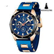 Fashion Mens Watches Top Brand Luxury Silicone Sport Watch Men Quartz Date Clock Waterproof Wristwatch Chronograph Blue