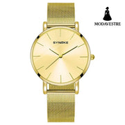 Fashion Quartz Watch Men Women Gold Shell Gold Surface L