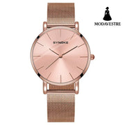 Fashion Quartz Watch Men Women Rose Gold Shell Rose Gold L