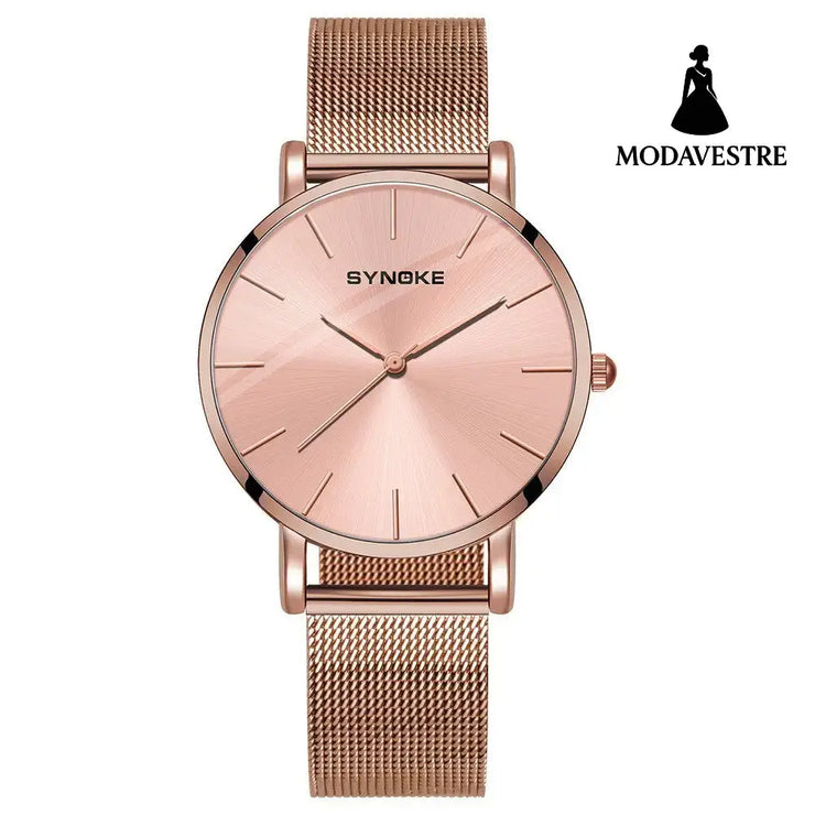 Fashion Quartz Watch Men Women Rose Gold Shell Rose Gold L
