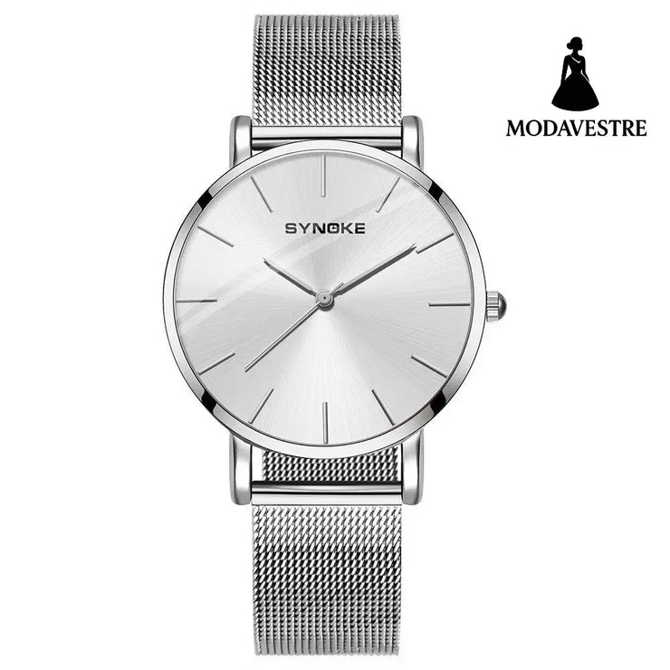 Fashion Quartz Watch Men Women Silver Case Silver Surface L