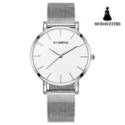Fashion Quartz Watch Men Women Silver Case White Noodles L