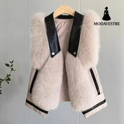 Fashion Slimming Slim Women Fur Vest Apricot / L