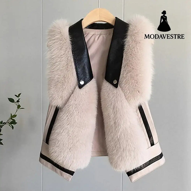 Fashion Slimming Slim Women Fur Vest Apricot / L